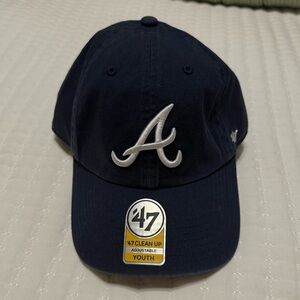 Atlanta Braves '47 Youth Team Logo Clean Up Adjustable Hat - Navy